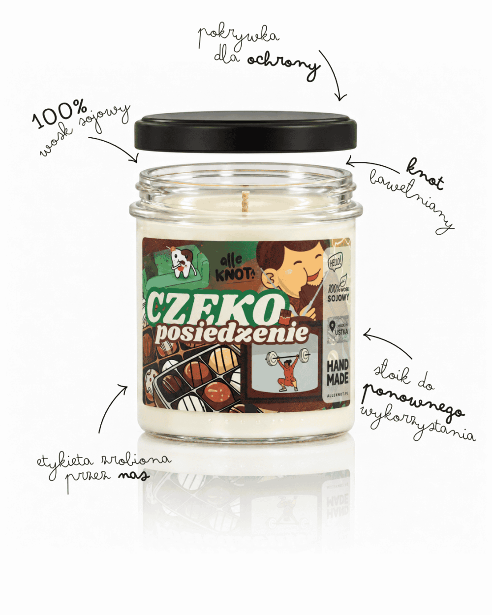 1 CZEKO POSIEDZENIE świeca sojowa zapachowa aleknot